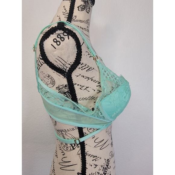 Honey Birdette Vanessa Mint Bra 34C Strappy Lace - Picture 4 of 11